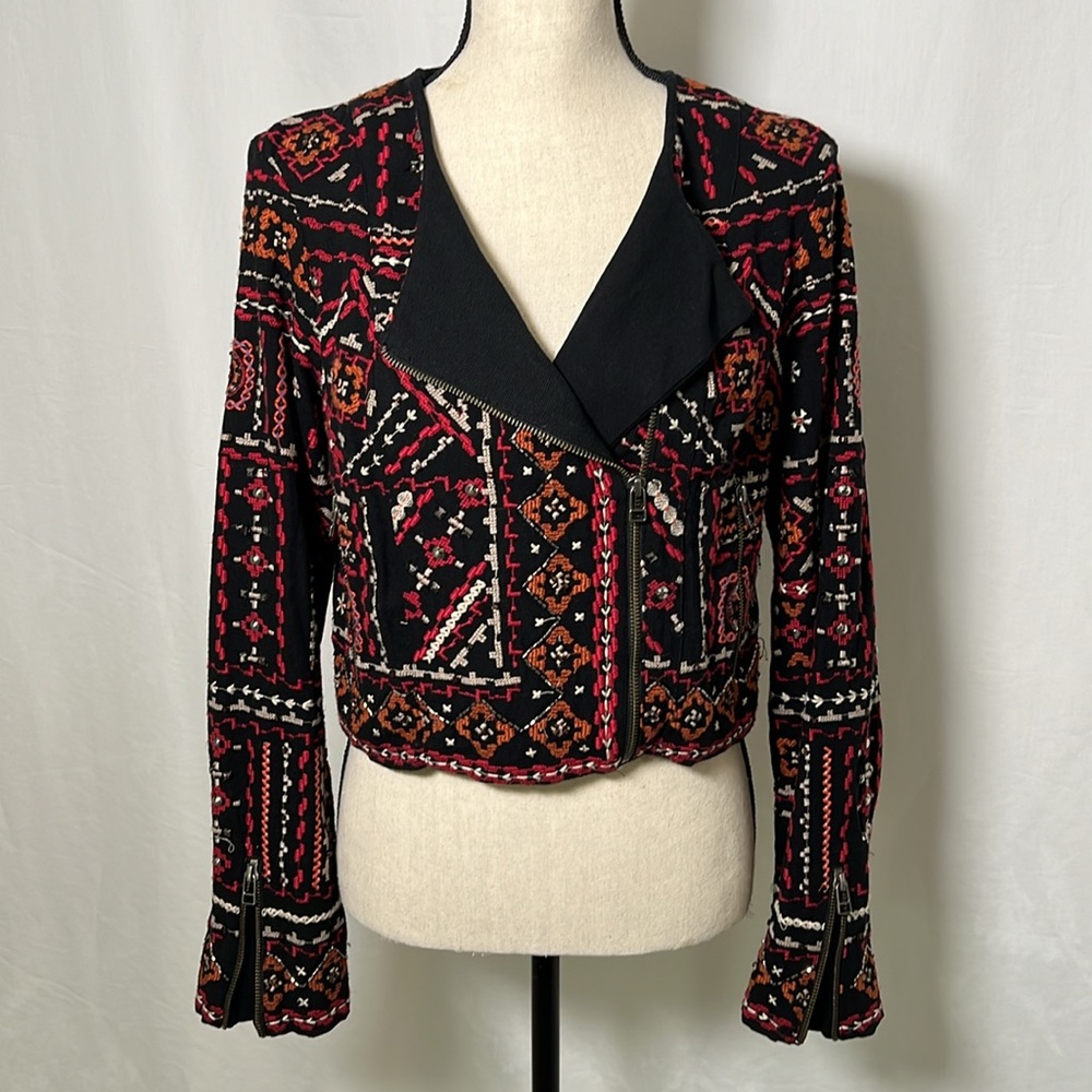 Ecote Aztec beaded boho Multicolor Patterned Blazer - Picture 9 of 16